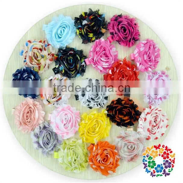 Baby Girl Alligator Hair Clip with Shabby Flower Rose Christening Wedding Infant Hair Accessories Headwear