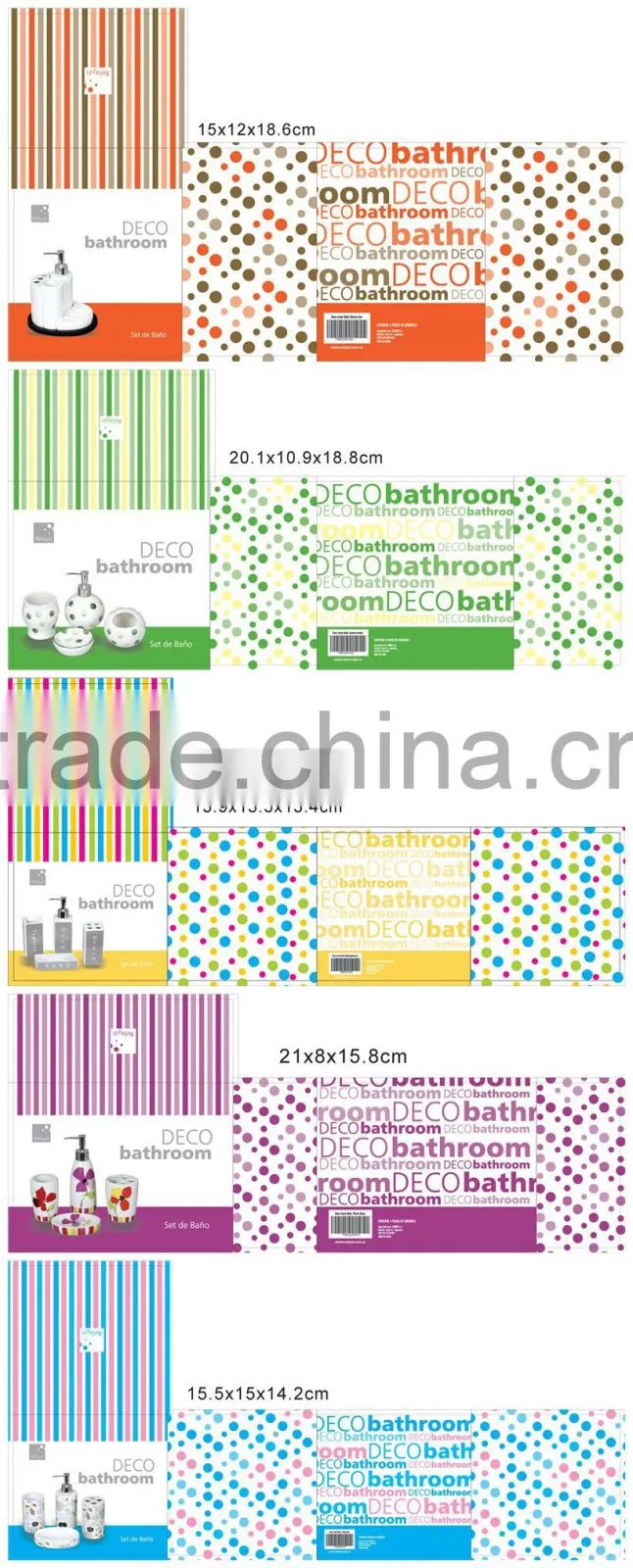 fashion square ceramic bathroom accessories set