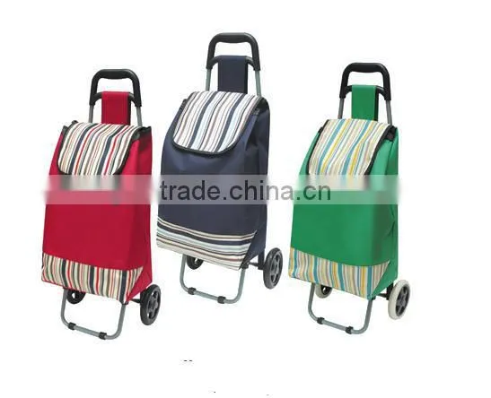 Portable 600D Fabric shopping trolley with Customized logo