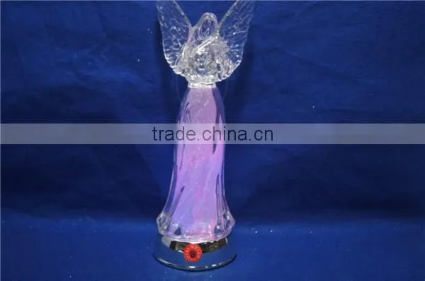 2016 newest design acrylic angel with LED changing color and Christmas music