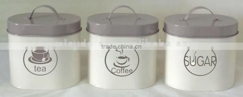 Vintage Oval Tea Coffee Sugar Canisters kitchen storage sets