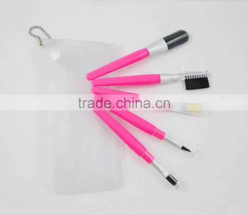 Lovely Pink Plastic Handle Cosmetic Brush Set