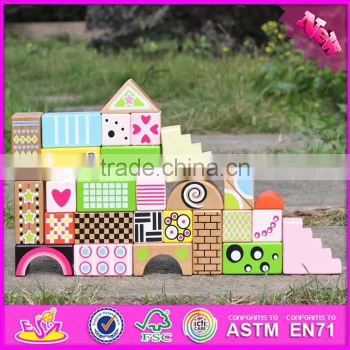 2017 new design 28 pieces educational kids wooden toy building blocks W13A120