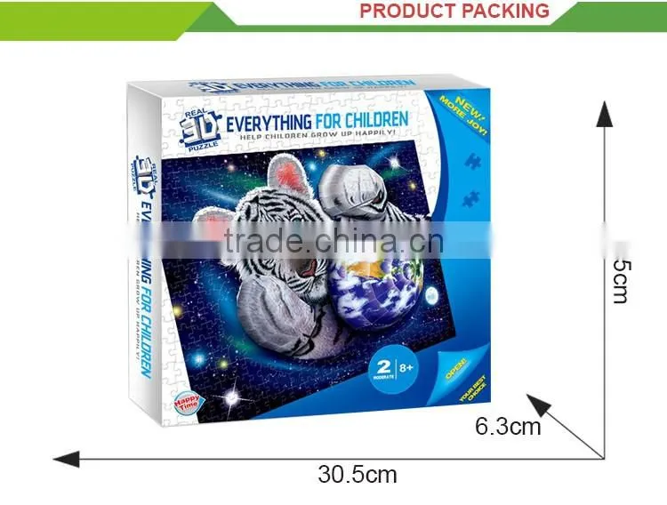 Hot selling 3D white tiger cardboard 3d animal puzzle