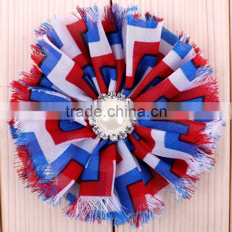 handmade fraying chiffon flower with pearl beads center for kids hair accessories for baby girl