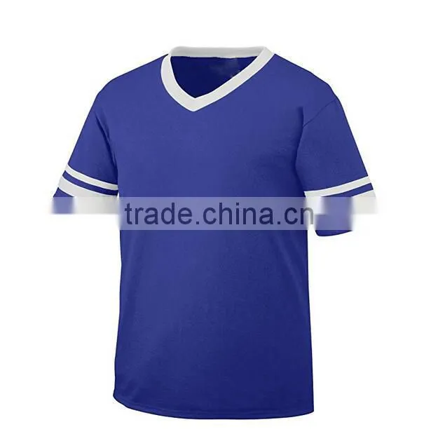 Sports Jersey Summer Cool Men Tee Cotton Sportswear Knit Contrast Two Tone Stripe Sleeve T Shirt Football Jersey New Model