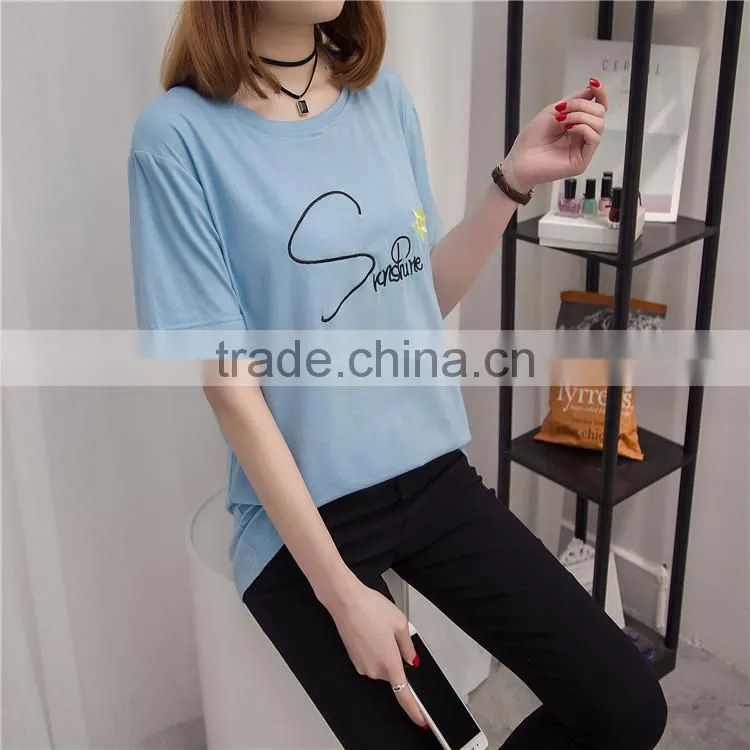 Wholesale loose short sleeve women t shirt custom printing t shirt