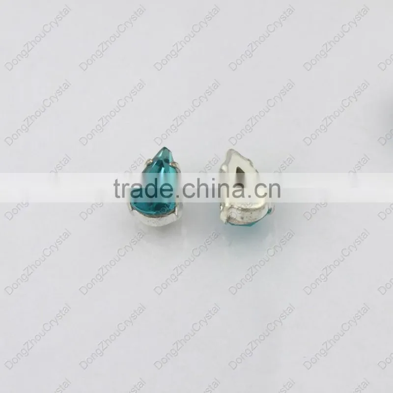 DZ-3018 point back aquamarine drop crystal stone for dresses