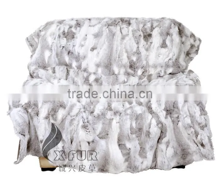 CX-D-08B Alibaba Express Hand Made Real Rabbit Fur Carpet