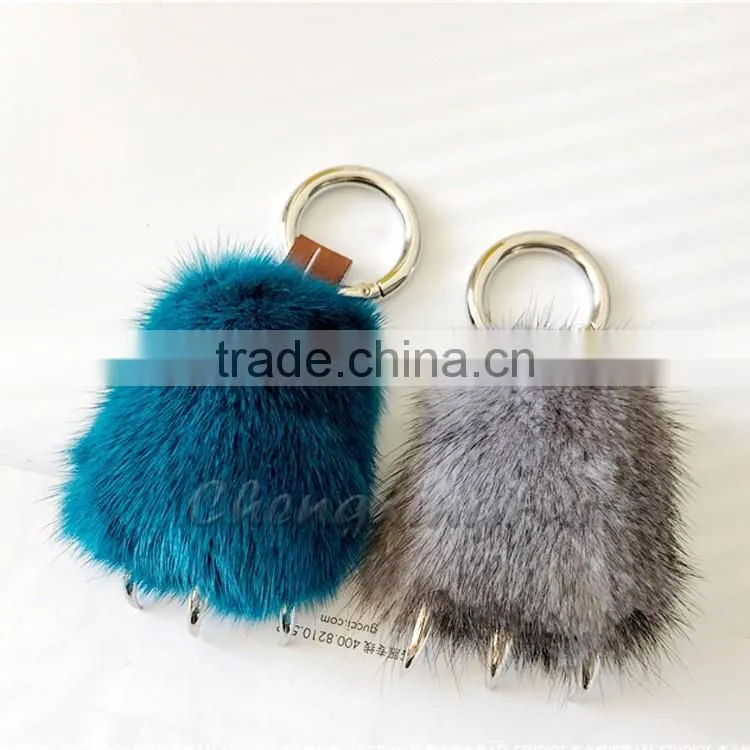 CX-R-54 Top Quality Wholesale Real Mink Fur Keychain Fur Bag Charm