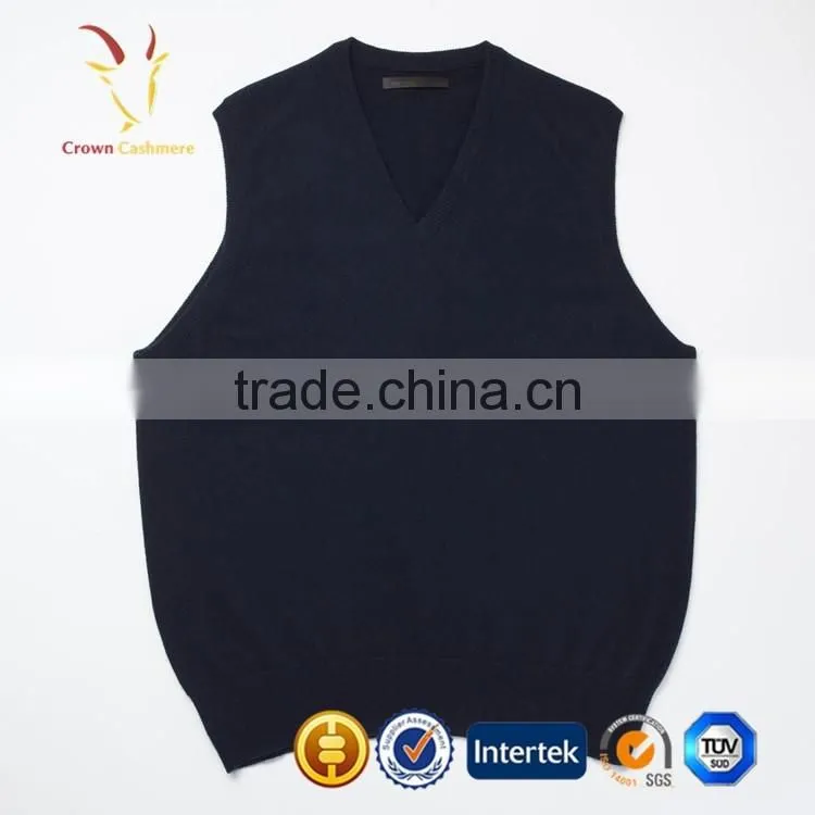 Sleeveless Plain V Neck Men Pullover Sweater