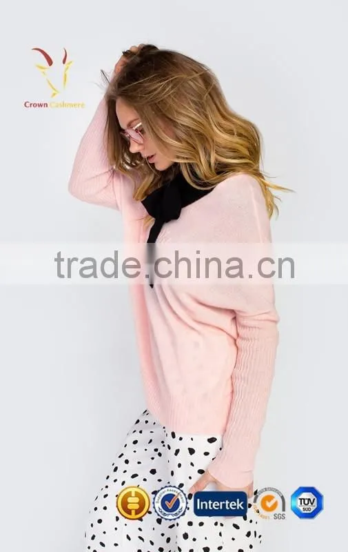Women Pink Cashmere Pullover Sweater 2016