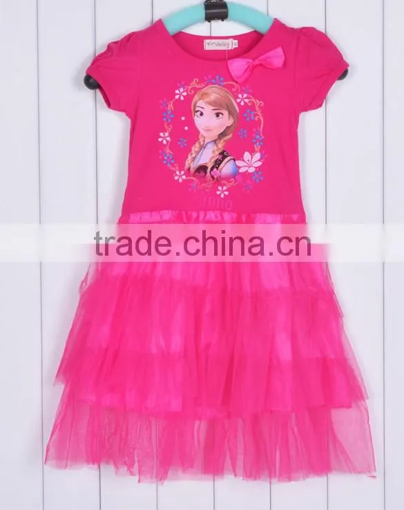2014 Kids Baby's New Pink Blue Girls Kids One Piece Dress Tutu Dress Costume 5 Sizes SV005260#
