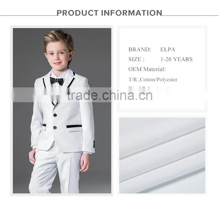 Elpa NXB0082 formal designer fancy wholesale black 3 piece white boys suits