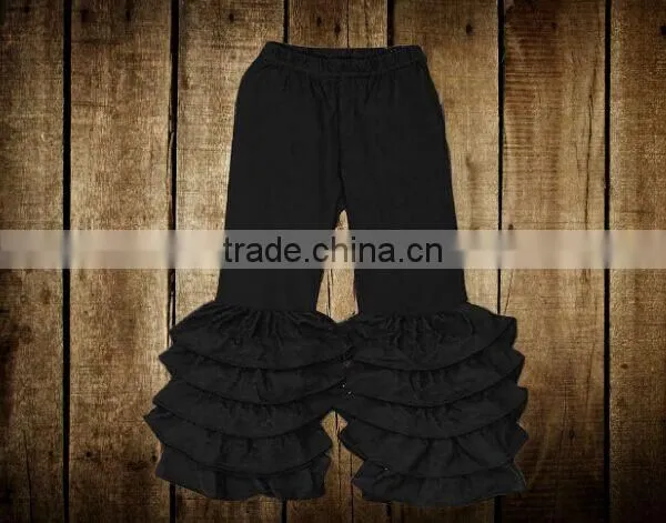 2016 Latest Designs baby Muliti Ruffles Pants Girls Soild Colorful leggings Kids Children Girls' Wholesale Ruffle legging pants