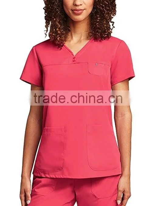 Colorful 2017 custom fashionable Scrub Top nurse hospital uniforms medical scrubs designs