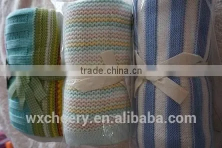 super soft 100% Cotton/bamboo/chenille /acrylic/polyester Knitted / Jacquard throw Blanket