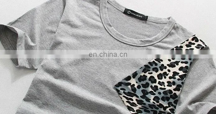 Male Short-sleeve Tshirts Printing Leopard O-neck Tight Plain T shirt