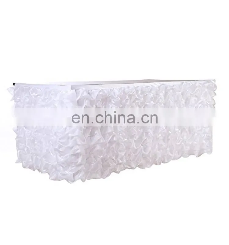 Fancy Wedding Banquet Organza Ruffled Table Skirt
