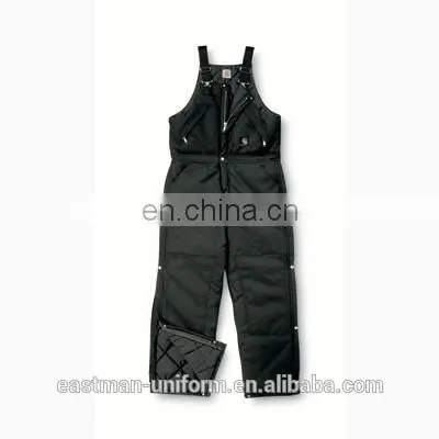 black polyester/cotton front zipper Bib pants