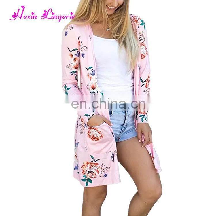 No Moq Factory Price Ladies Cardigan Stand Collar Long Sleeve Cotton Long Coat
