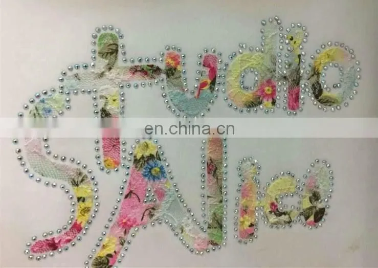 Popular Alphabet Butterfly Hot Fix Motif With Rhinestone For Garment