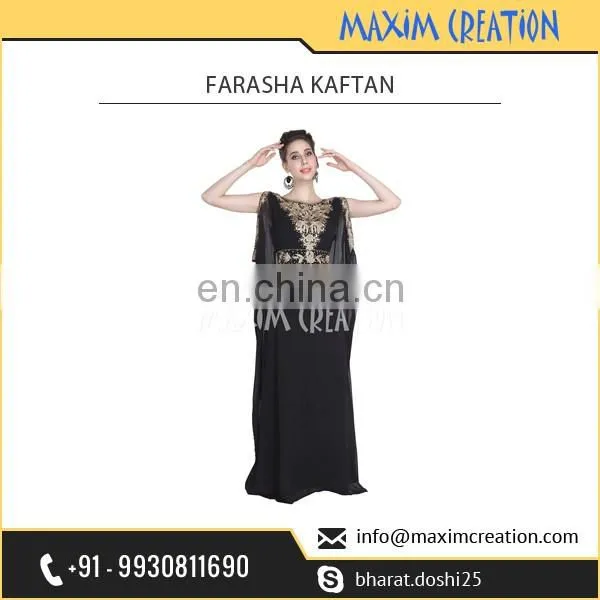 Black Fancy Party Wear Farasha Kaftan by a Leading Designer Company