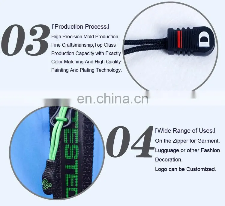 Customized Rubber Zipper Puller Slider with Rope LR10002