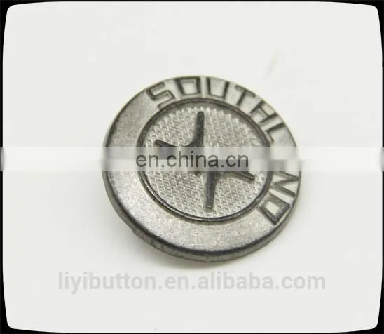 round metal clothing label, decorative contrast tin garment label with cheap price