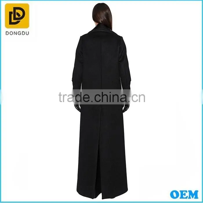 Black double breasted Maxi ladies wool long winter wool coats
