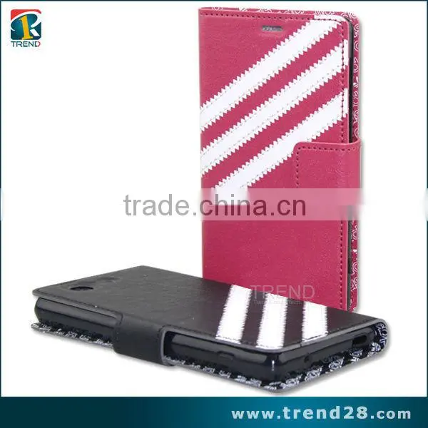 android mobile phone PU wallet leather case for Sony Z3 mini