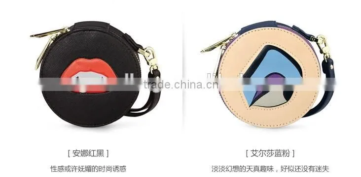 New Design PU Leather or Genuine Saffiano Leather Lady Small Change Purse Coin Holder bag with zip