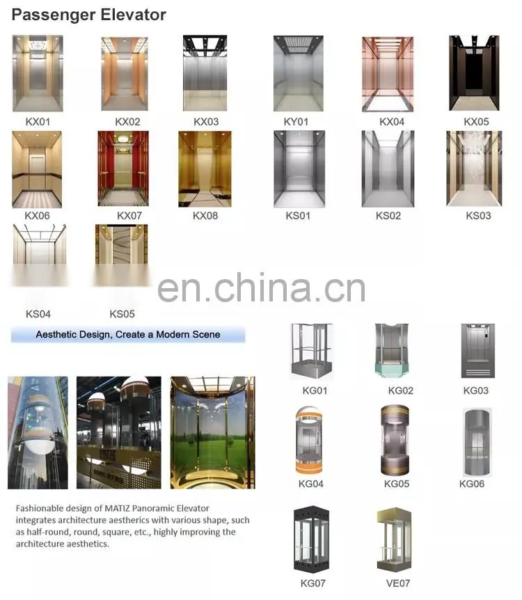 Elevator Safety Lift Panoramic Glass Large Capacity Titanium Stainless Steel Passenger Elevator Best Choice Residential Home