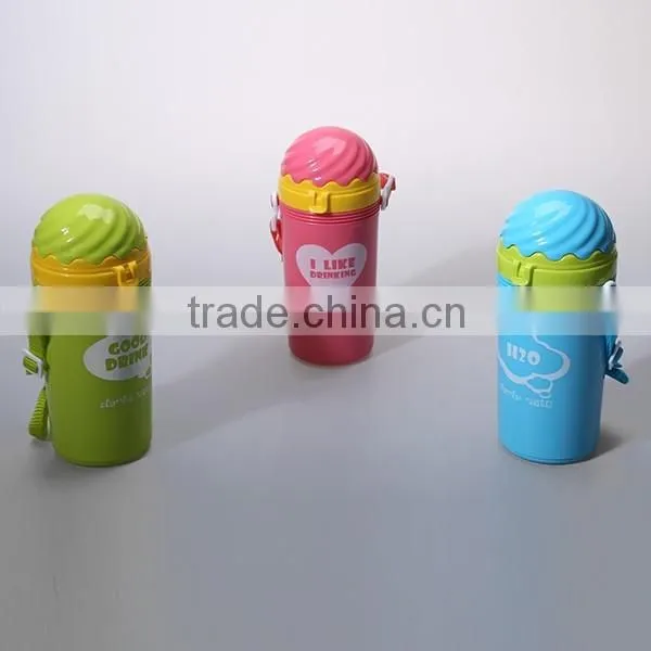 Fashion Ice Cream Shaped Plastic Sport Straw Bottle for kids