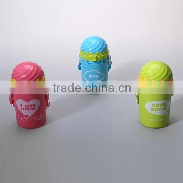 Plastic reusable filtering kids water bottles with a straw