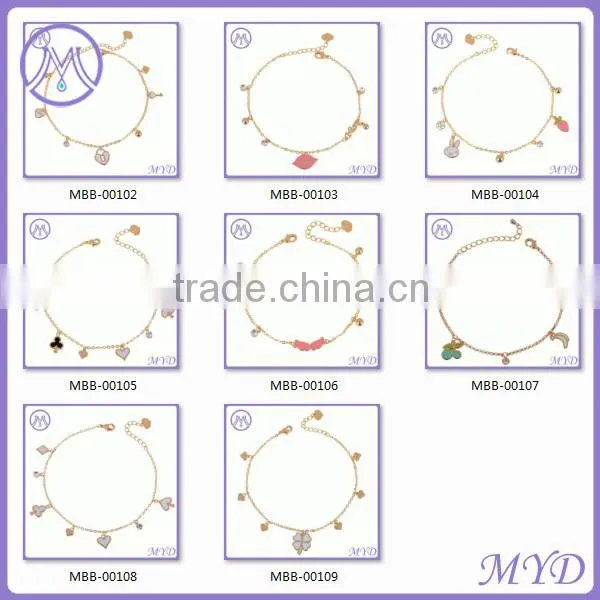 Fashion DIY charms bracelets with kinds of metal charms
