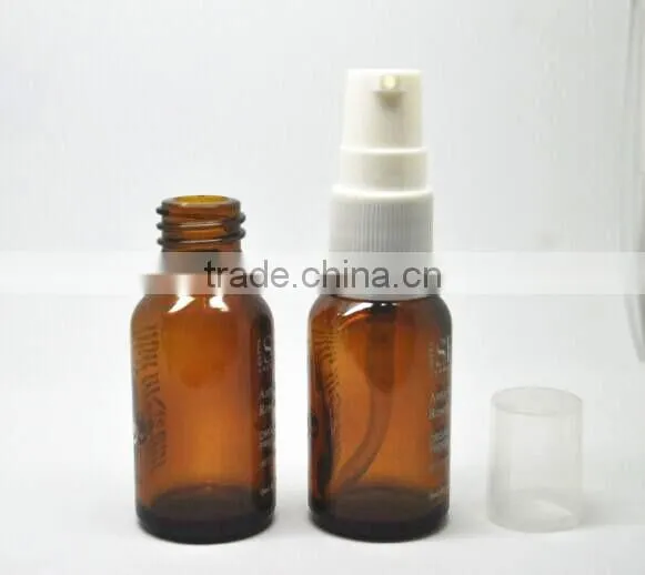 5ml/10m/15ml/20ml/30ml/50ml/100ml amber skincare glass bottle with lotion pump and cap