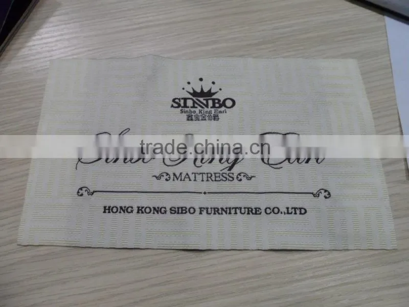 Custom high quality woven printed label for mattress,clothers,rugs