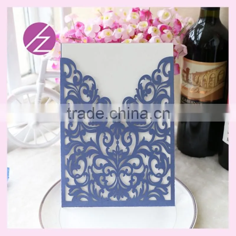custom letterpress invitations cards paper craft laser cut pocket thank you /greeting cards tiffany blue wedding decorations