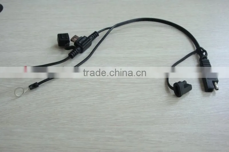 Battery Ternder SAE connector cable with in-line fuse and ring connectors for motorcycle/Car/ATV/Boat battery