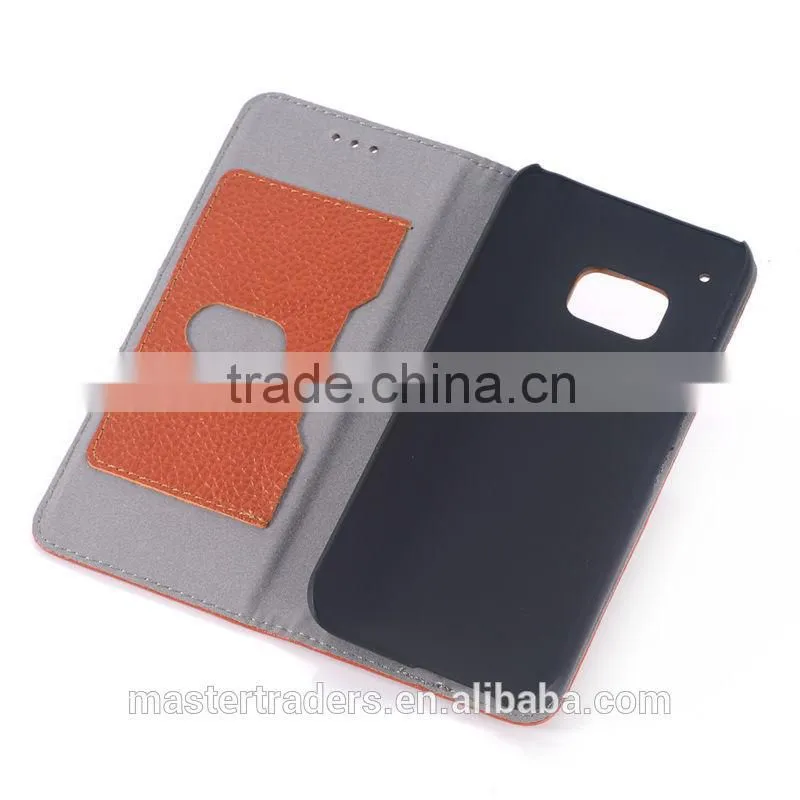 Cheap Litchi Grain Wallet Flip Real Genuine Leather Case For HTC One M9 MT-3090
