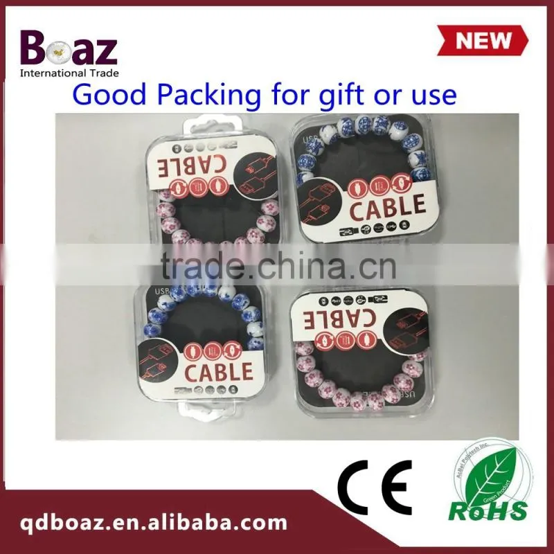 Hot selling slap wristband cable good data cable for Iphone & Android