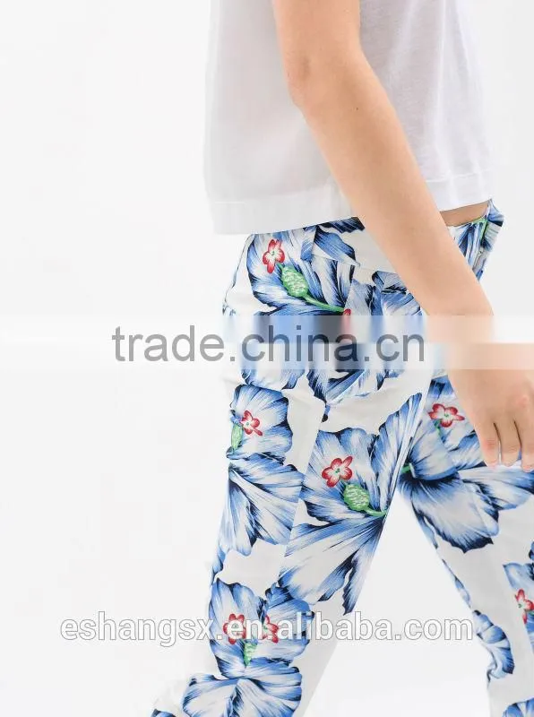 Ladies fashion floral printed summer pants