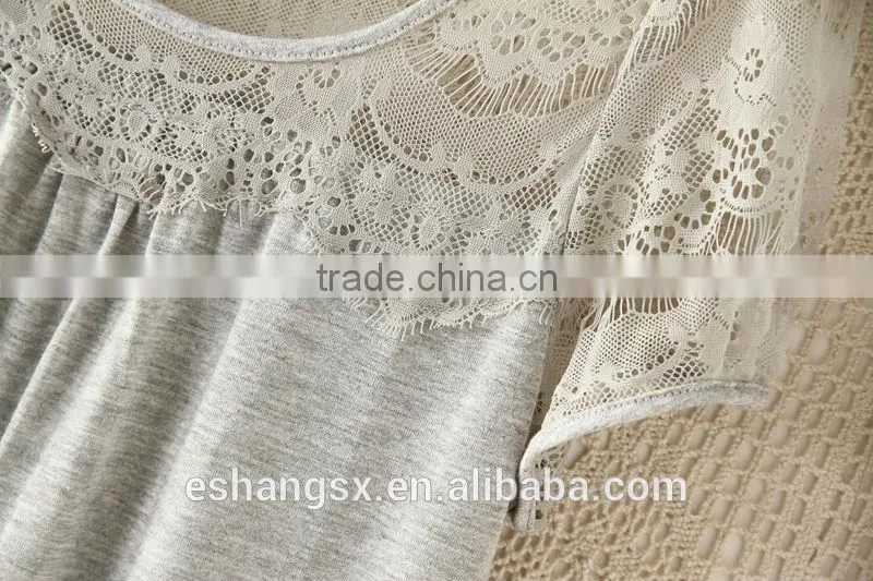 Ladies bowknot short sleeve lace dress