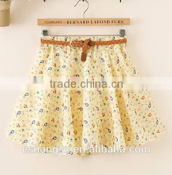 2014 new design chiffon ruffle ladies mini skirt