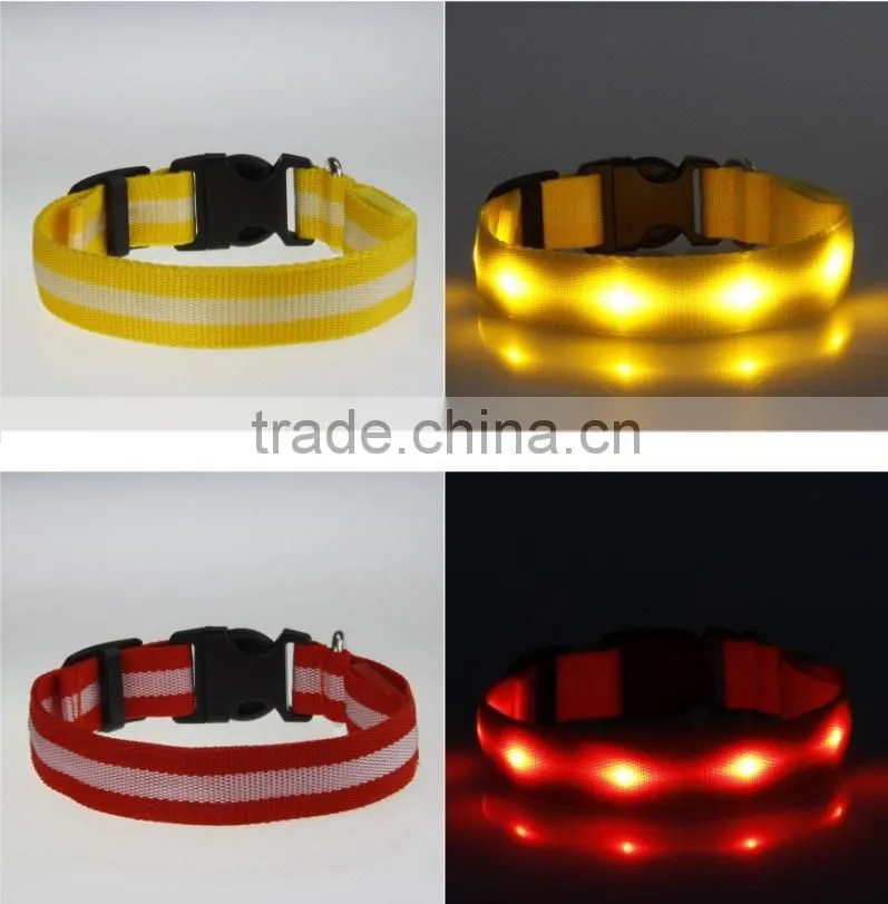 LED Personalized Dog Flashing Glow Pet Light Safety Collar 6 Colors 3 Sizes