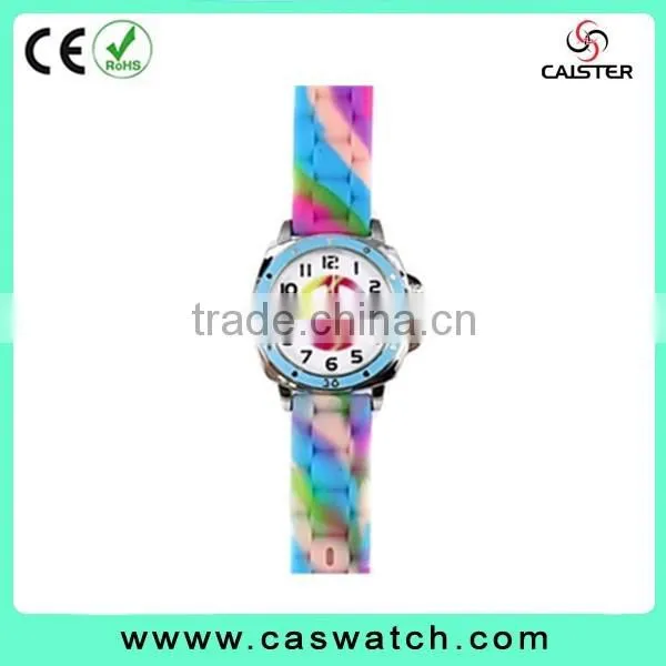 Cheap vogue lovely rubber timepieces, child's rainbow silicone watch, colorful bezel hotsale jelly watch