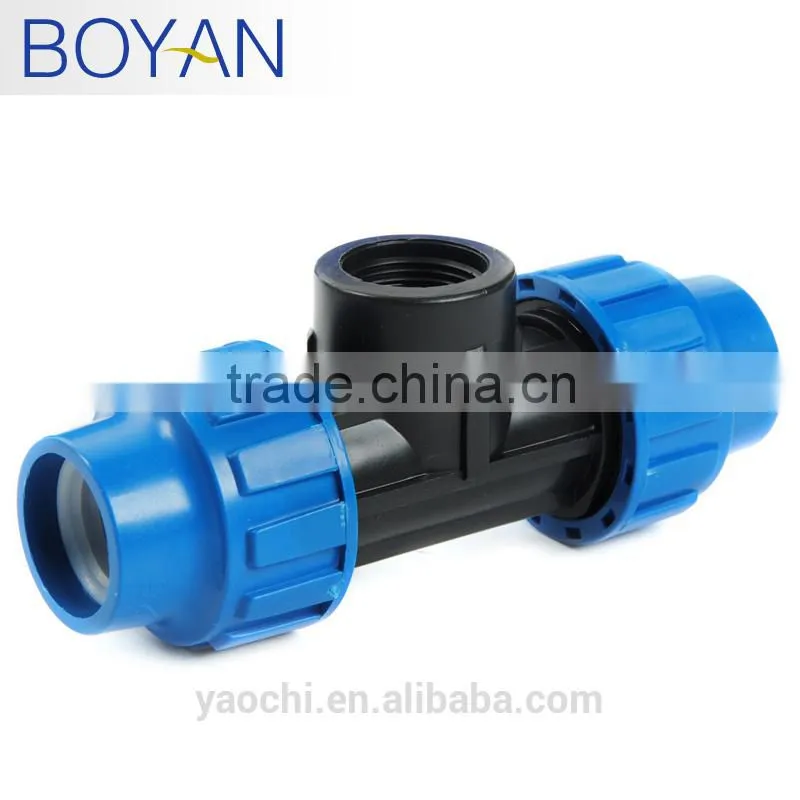 China supplier free samples hydraulic equal PP compression fitting tee