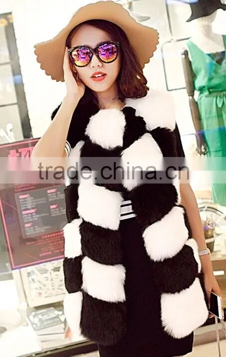 QYQX-001 europea fashion ladies fox fur vest