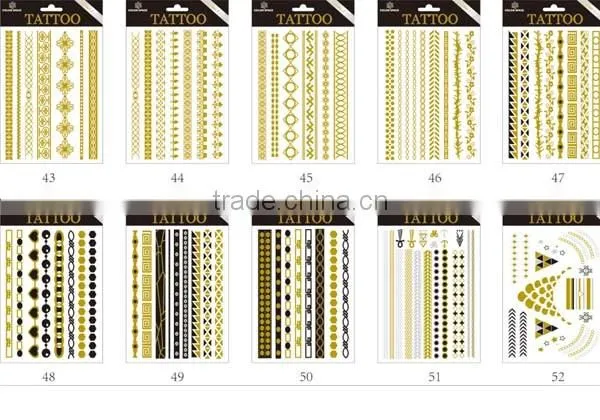 Metallic Gold Silver Black Jewelry Temporary Bling Tattoo
